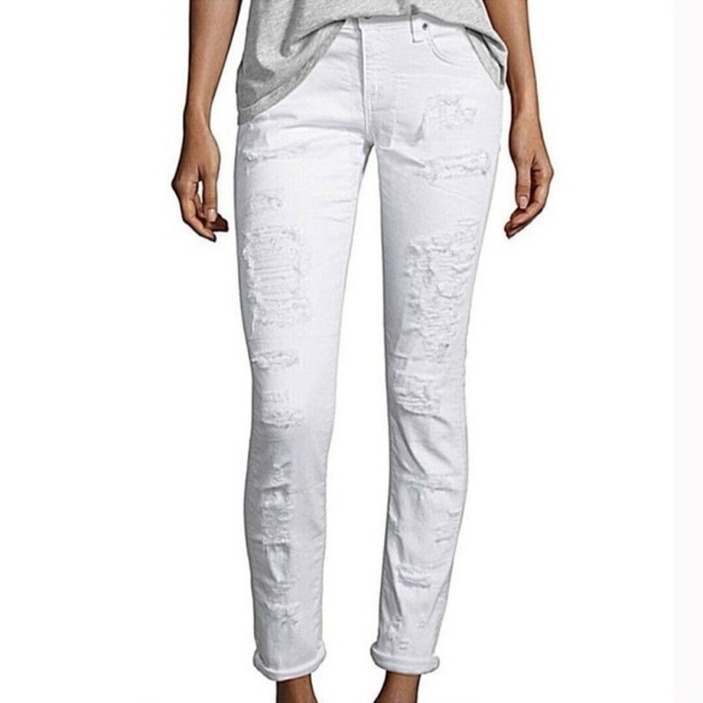 RAG AND BONE "Dre" Destroyed White Skinny Jeans in White Brigade - Size 27